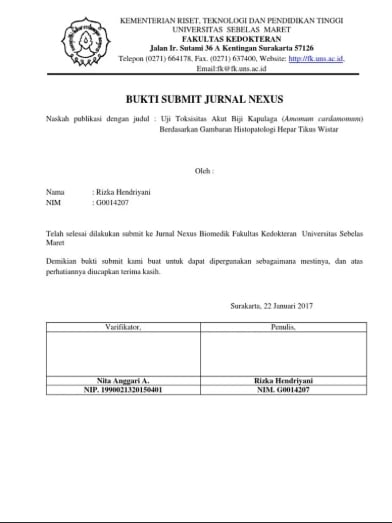 Contoh Bukti Penerbitan Artikel